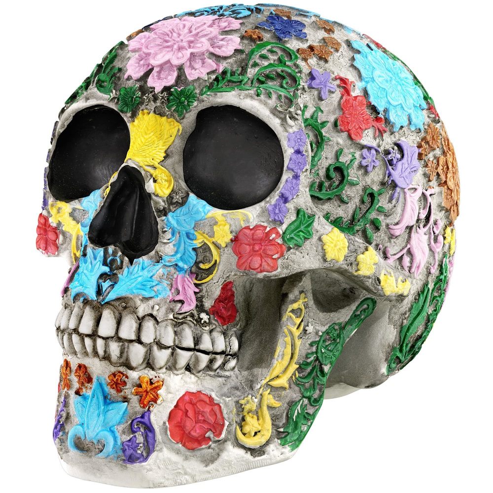 Life Size Skull Resin Colorful Floral Human Skull Model Adult Head Bone Model🫵